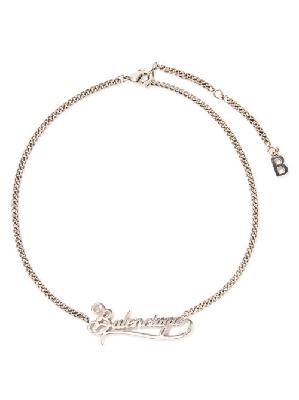 Balenciaga - Typo Valentine Logo Necklace - Womens - Silver - ONE SIZE