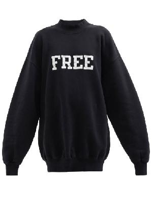 Balenciaga - Free Oversized Cotton-jersey Sweatshirt - Womens - Black/white