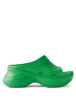 Balenciaga - X Crocs Logo-embossed Platform Slides - Womens - Green - 35 EU/IT
