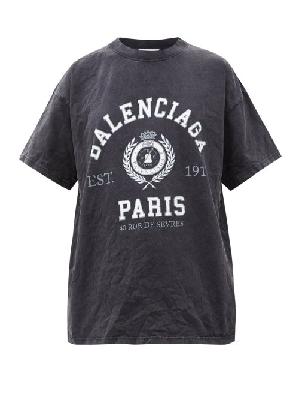 Balenciaga - Paris-logo Cotton-jersey T-shirt - Womens - Black