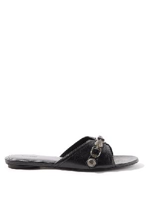 Balenciaga - Cagole Buckled Leather Sandals - Womens - Black - 35 EU/IT