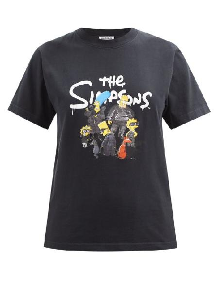 Balenciaga - X The Simpsons Cotton-jersey T-shirt - Womens - Black White
