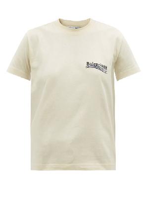 Balenciaga - Logo-embroidered Cotton-jersey T-shirt - Womens - Cream Multi - S