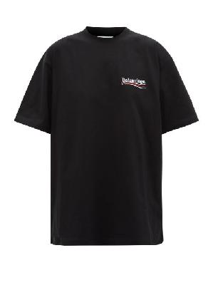 Balenciaga - Campaign Logo-embroidered Cotton-jersey T-shirt - Womens - Black - XS