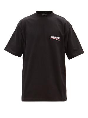 Balenciaga - Logo-print Crew-neck Cotton-jersey T-shirt - Mens - Black - S