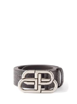 Balenciaga - Bb-logo Crocodile-effect Leather Belt - Mens - Black - 110 EU