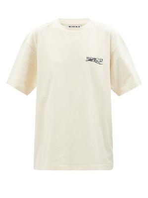 Balenciaga - Campaign Logo-embroidered Cotton-jersey T-shirt - Womens - Cream Multi - XS
