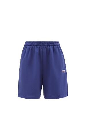 Balenciaga - Campaign-logo Embroidered Cotton-jersey Shorts - Womens - Blue - XS