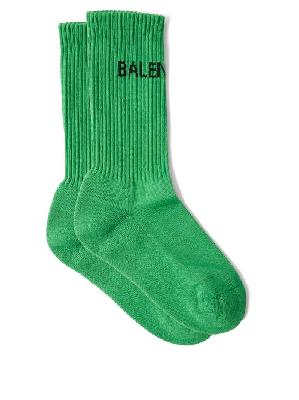 Balenciaga - Logo-intarsia Ribbed Cotton-blend Jersey Socks - Womens - Green