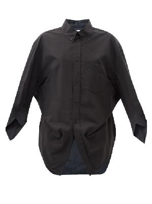 Balenciaga - Twisted Swing Logo-embroidered Cotton-poplin Shirt - Womens - Black - 34 IT