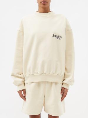 Balenciaga - Campaign-logo Embroidered Cotton-jersey Sweatshirt - Womens - Cream Multi - L