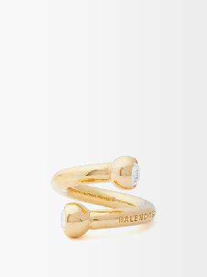 Balenciaga - Force Bezel-crystal Ring - Womens - Gold