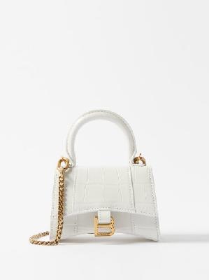 Balenciaga - Hourglass Mini Crocodile-effect Cross-body Bag - Womens - White - ONE SIZE