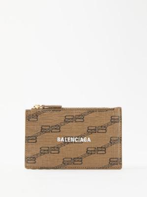 Balenciaga - Cash Coated-canvas Zipped Cardholder - Womens - Beige Multi