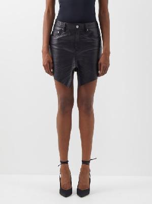 Balenciaga - Cutout-hem Leather Mini Skirt - Womens - Black - 36 FR