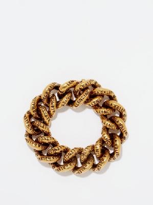 Balenciaga - Logo-engraved Chunky Chain Bracelet - Womens - Gold - S
