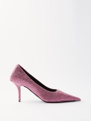 Balenciaga - Square Knife 80 Crystal-covered Satin Pumps - Womens - Pink
