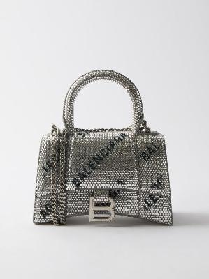Balenciaga - Hourglass Xs Crystal-embellished Cross-body Bag - Womens - Silver - ONE SIZE