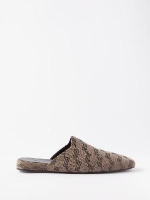 Balenciaga - Bb-jacquard Backless Loafers - Mens - Brown Multi