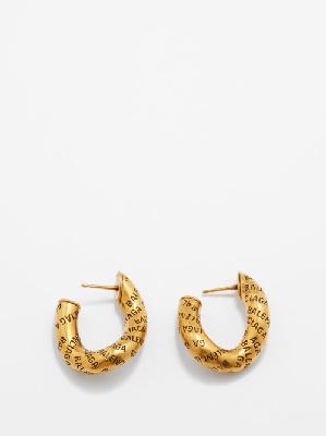 Balenciaga - Logo-engraved Hoop Earrings - Womens - Gold - ONE SIZE