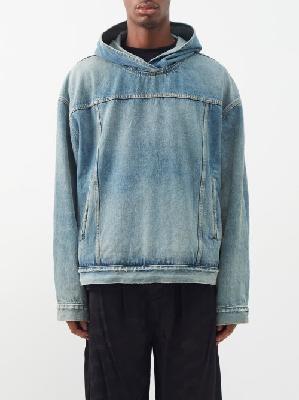 Balenciaga - Stonewashed-denim Hooded Jacket - Mens - Blue - 1