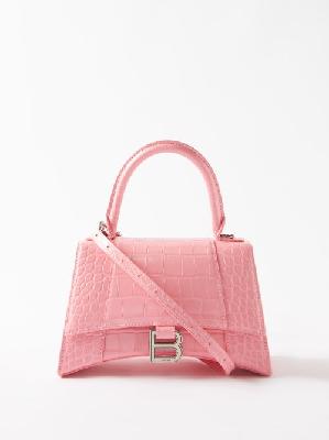 Balenciaga - Hourglass S Crocodile-effect Leather Bag - Womens - Pink - ONE SIZE