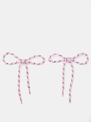 Balenciaga - Shoelace Bow Earrings - Womens - Pink White