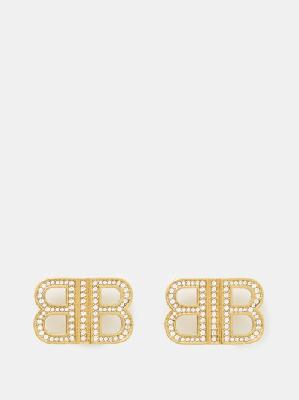Balenciaga - Bb 2.0 Xs Stud Earrings - Womens - Yellow Gold - ONE SIZE