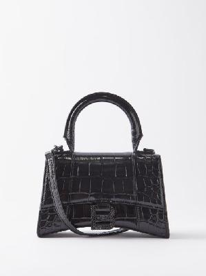 Balenciaga - Hourglass Xs Croc-effect Leather Cross-body Bag - Womens - Black - ONE SIZE