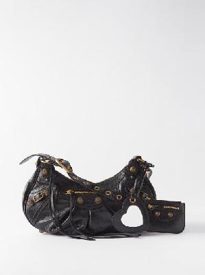 Balenciaga - Le Cagole S Crackled-leather Shoulder Bag - Womens - Black - ONE SIZE