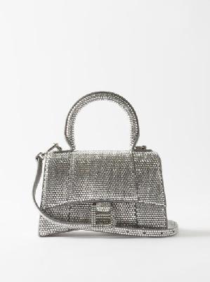 Balenciaga - Hourglass Xs Crystal-embellished Handbag - Womens - Grey