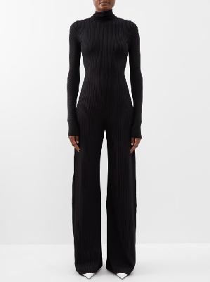 Balenciaga - High-neck Ribbed Jersey Jumpsuit - Womens - Black