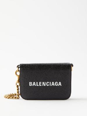 Balenciaga - Logo-print Faux-leather Chain-strap Wallet - Womens - Black White - ONE SIZE