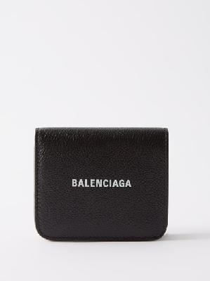 Balenciaga - Cash Grained-leather Cardholder - Womens - Black White - ONE SIZE
