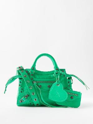 Balenciaga - Neo Cagole Xs Studded Leather Cross-body Bag - Womens - Green - ONE SIZE