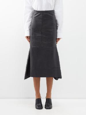 Balenciaga - High-rise Upcycled-leather Midi Skirt - Womens - Black - 36 FR