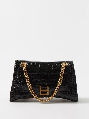 Balenciaga - Crush Chain Crocodile-effect Leather Shoulder Bag - Womens - Black - ONE SIZE