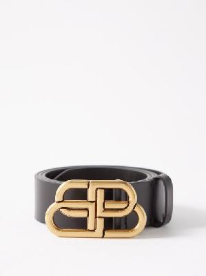 Balenciaga - Bb-logo Leather Belt - Mens - Black - 70 EU