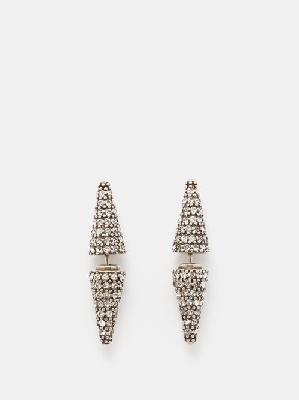 Balenciaga - Cagole Spike Crystal-embellished Earrings - Womens - Silver - ONE SIZE