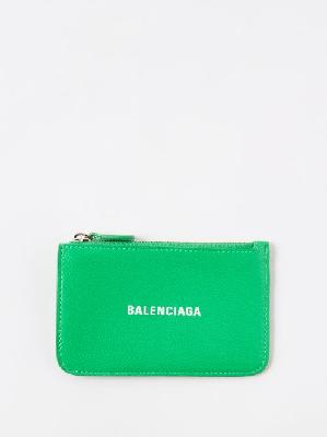 Balenciaga - Cash Logo-print Zipped Leather Cardholder - Womens - Green White
