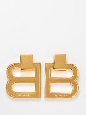 Balenciaga - Hourglass Xl Earrings - Womens - Yellow Gold - ONE SIZE