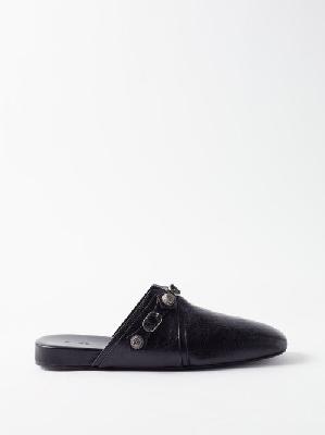 Balenciaga - Cosy Cagole Backless Leather Loafers - Mens - Black