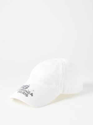 Balenciaga - Bb Logo-print Cotton-twill Baseball Cap - Mens - Off White - L