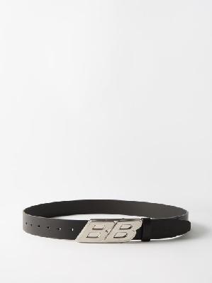 Balenciaga - Bb-logo Leather Belt - Mens - Black - 100 EU
