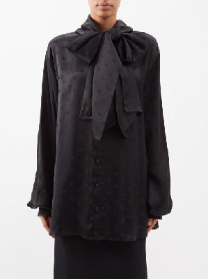 Balenciaga - Garde Robe Logo-jacquard Silk Blouse - Womens - Black - 36 FR