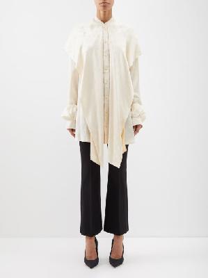 Balenciaga - Garde Robe Logo-jacquard Hooded Satin Blouse - Womens - Cream - 34 FR