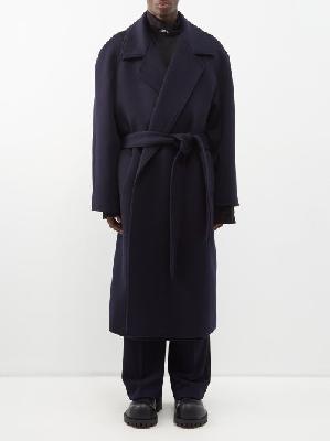 Balenciaga - Raglan-sleeve Belted Cashmere Coat - Mens - Dark Navy - 46 EU/IT