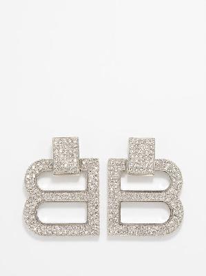 Balenciaga - Hourglass Xl Drop Earrings - Womens - Silver - ONE SIZE