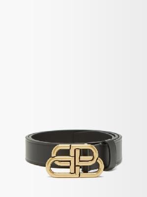 Balenciaga - Bb-logo Leather Belt - Womens - Black - 65