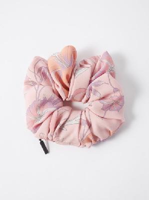 Balenciaga - Holli Floral-print Upcycled-silk Scrunchie - Womens - Pink